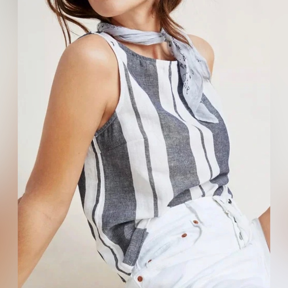 MAEVE ANTHROPOLOGIE STRIPED LINEN TANK